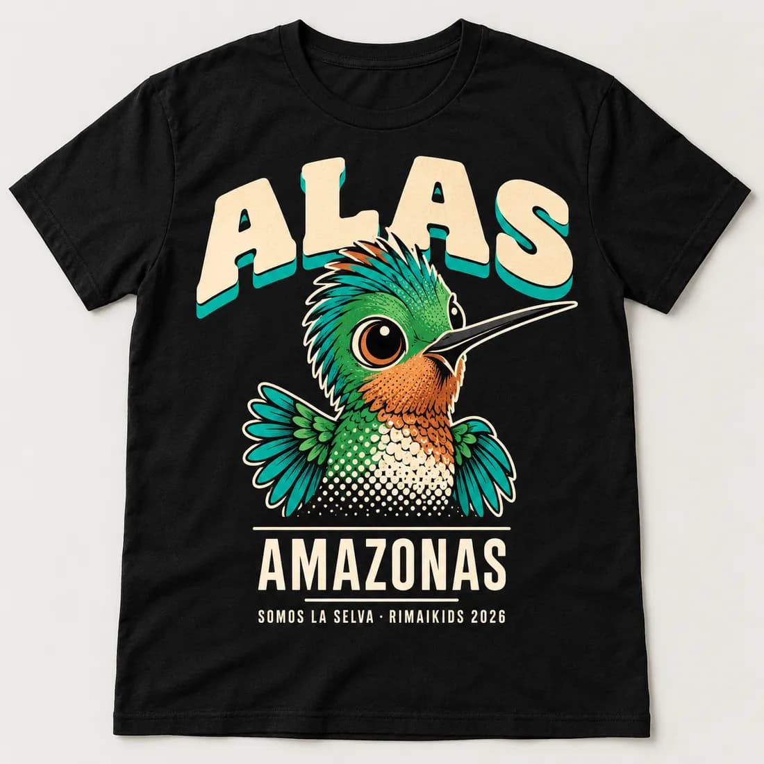 Camiseta negra de Alas, de la colección Somos la Selva