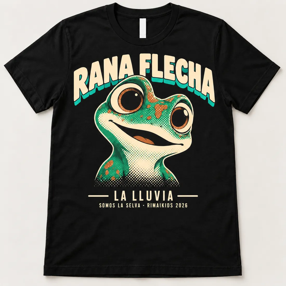 Camiseta negra de Rana Flecha, de la colección Somos la Selva