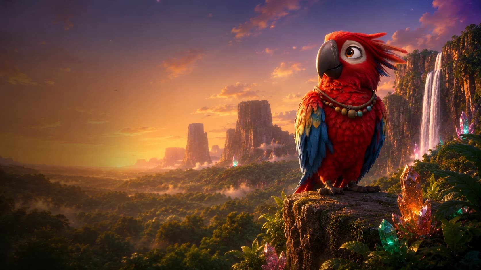 Guaca, la guacamaya, sobre un tepui en la Gran Sabana venezolana